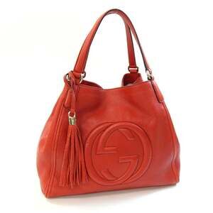 GUCCI Red Leather Tote Bag